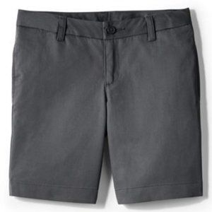 NWT LANDS' END UNIFORM‎ GIRLS FRONT BLEND CHINO SHORTS ARCTIC GRAY 3